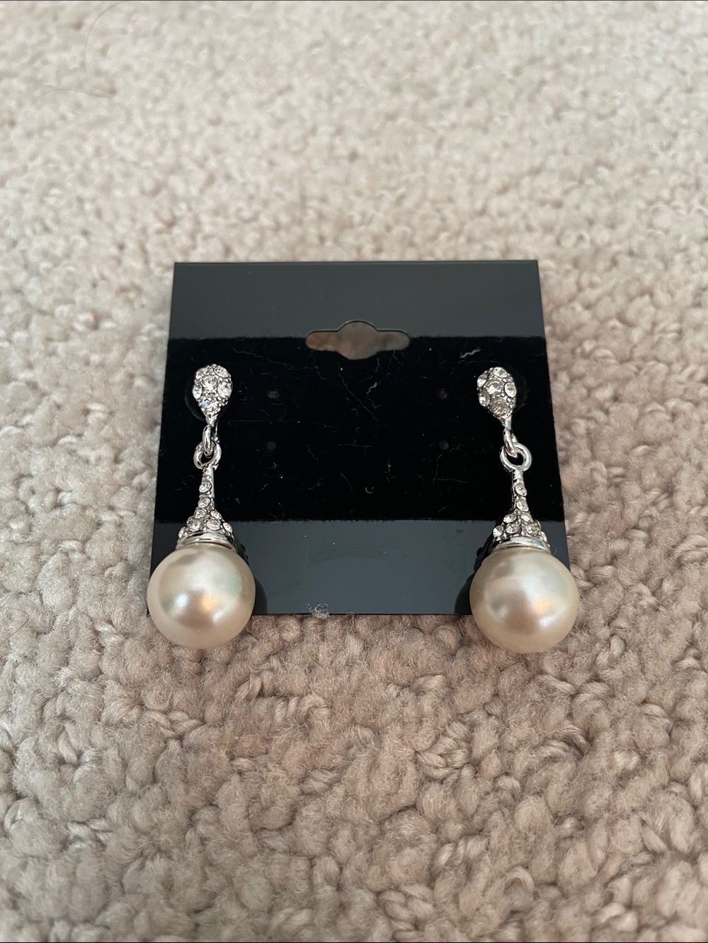 Classic Pearl Drop Earrings - Silver Tone